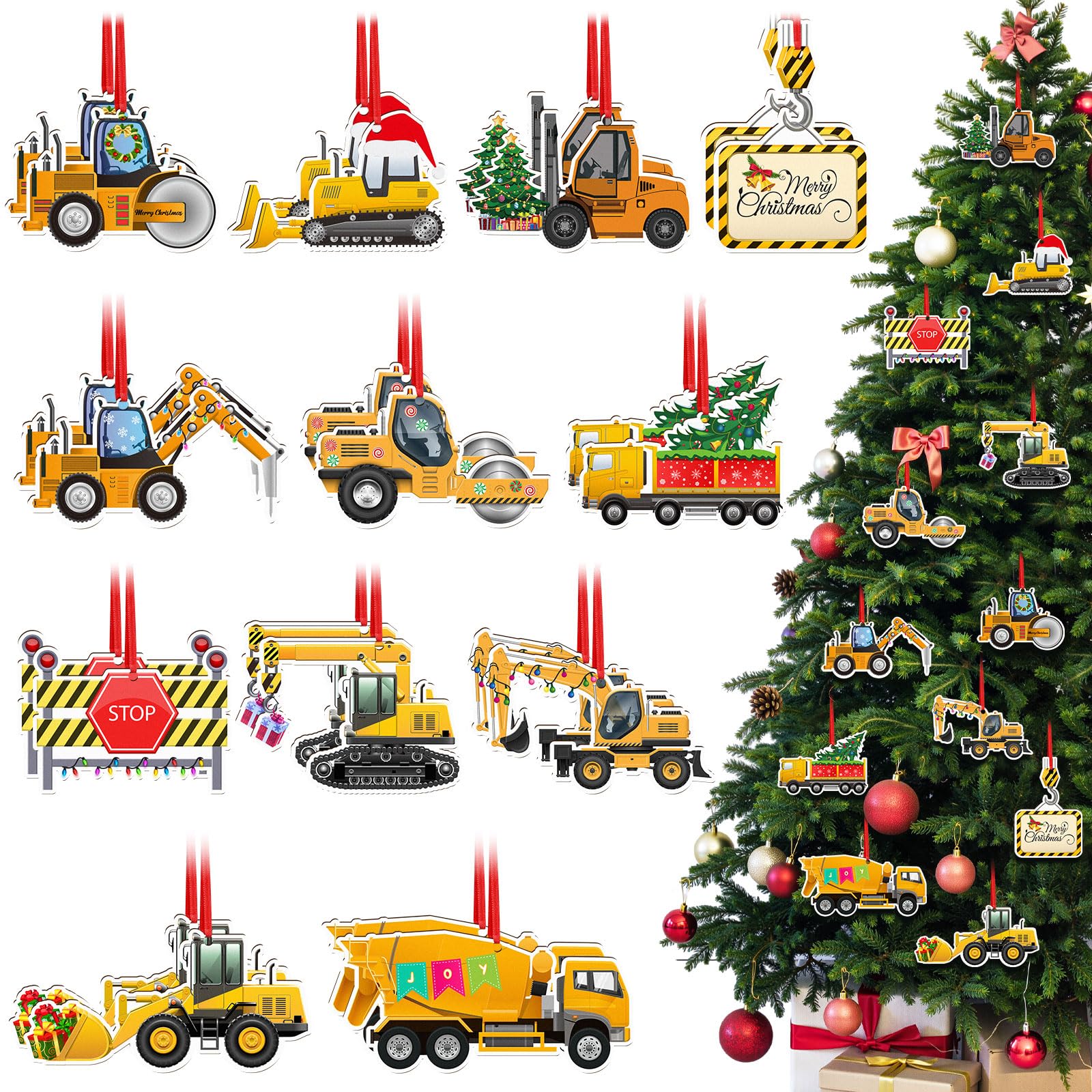 excavator christmas ornament