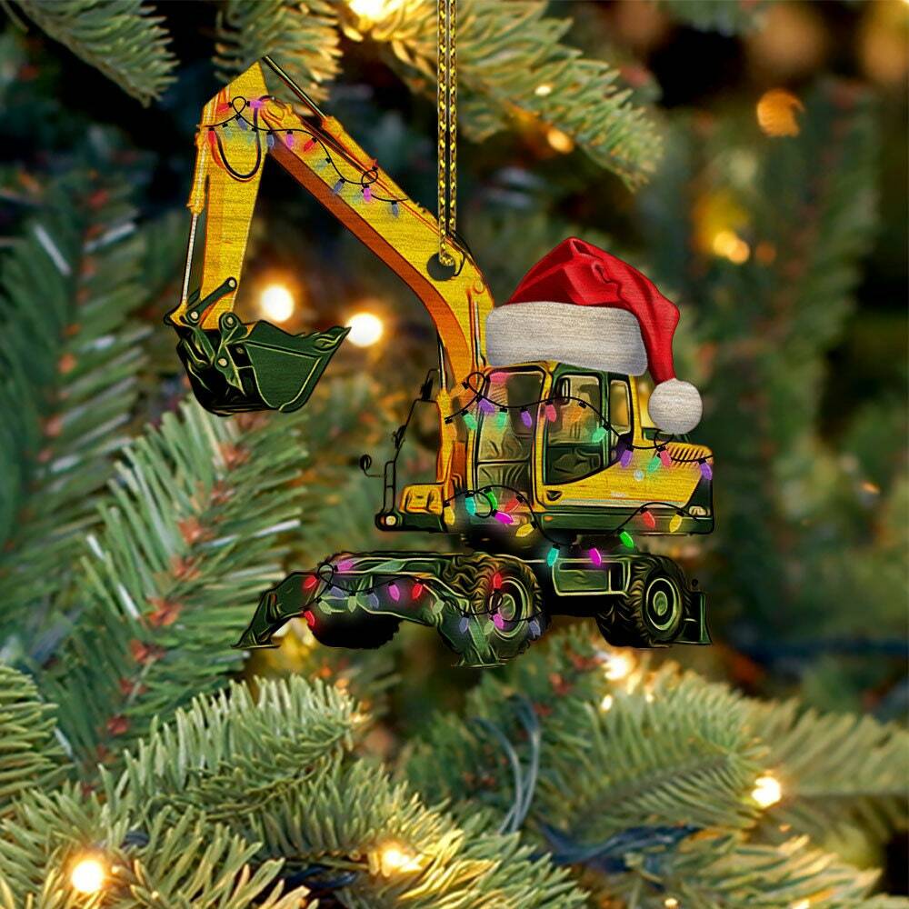 excavator christmas ornament